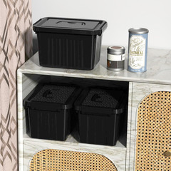 6-Pack 6 Quart Black Latching Storage Bins with Handles and Lids