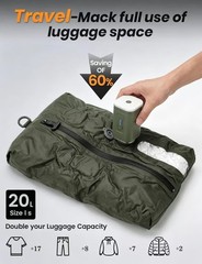 12 Pack Travel Vacuum Bags with Rechargeable Pump, 10 Clear PA and PE Compres…