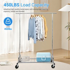 450lbs Garment Rack Clothes Rack Commercial Rolling Heavy Duty Clothing Hanger