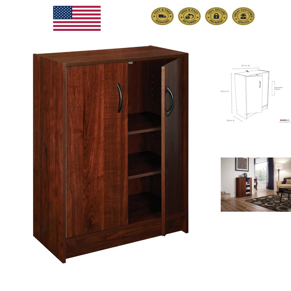 Versatile 1307 Stackable Organizer – Dark Cherry, 2-Door with Adjustable Storage