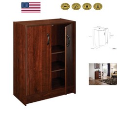 Versatile 1307 Stackable Organizer – Dark Cherry, 2-Door with Adjustable Storage