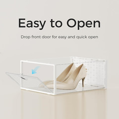 15 Pack X-Large Shoe Storage Boxes Fit Size 12, Shoe Organizer for Closet Clear