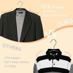 Extra Wide Wire Hangers for Plus Size Clothes, 19.6 Inch Stainless Steel Plus…