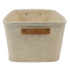 3 pack Mainstays Medium Felt Decorative Storage Basket with Faux Leather Handl