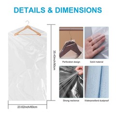 30 Pack Clear Garment Bags for Clothes, 35.4inch Clothes Covers Plastic Garme…