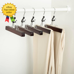 10 Pack Wooden Pants Hangers Cherry Closet Organizer Non Slip Trouser Hangers