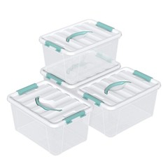 Idotry Stackable Plastic Tote Box Storage Containers Bin 14 Quart, Green Latches