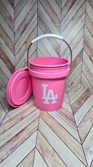 Rare Lowe’s 0.42 Qt Tiny Teeny Mini Bucket w/Lid LA Dodgers Food Safe Pink NEW