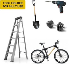 Wall-Mounted Multi-Purpose Trimmer Rack for Garden Tools – Black Matte Finish
