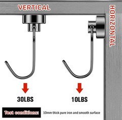 6 Pack Magnetic Hooks Heavy Duty, 35LBS Swivel Swing Neodymium Magnet Hooks