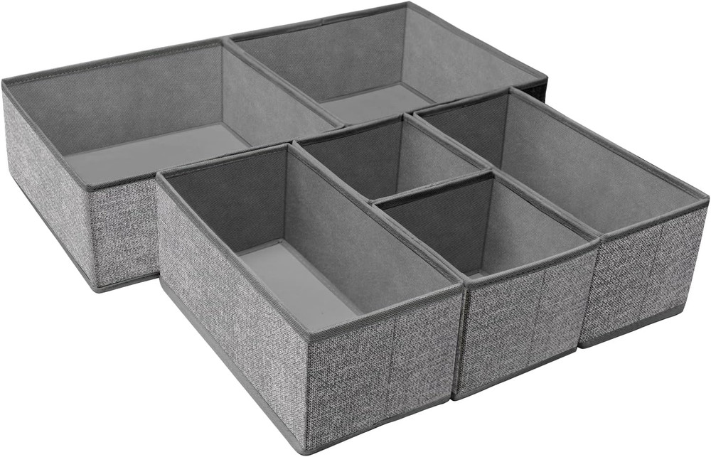 Organizador plegable para ropa interior con divisores 6 compartimentos gris