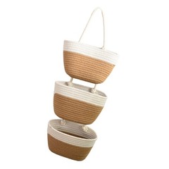 Convenient 3 Layer Cotton Hanging Basket for Storing Spices Toiletries and Files