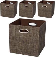 Heavy-duty fabric drawers, 11 x 11 inches, set of 4, brown