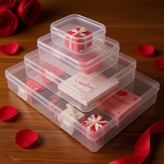 24 Pieces Mixed Sizes Rectangular Empty Mini Clear Plastic Organizer Box | Hinge