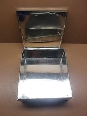 Nice Large Tinsmith Made Tin Box with Cover 8 1/2″ x 9″ x 3 1/2″ w/Rolled Seams