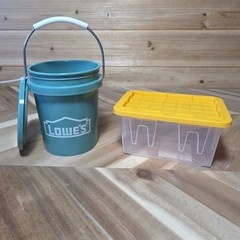 Lowe’s Teeny Tote Mini Storage Container & Lowes Tiny Bucket w/Lid NEW HTF