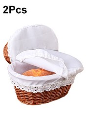 2 Pack 12 Inch Oval Wicker Bread Basket, Elegant Woven Wicker Bread Baskets for