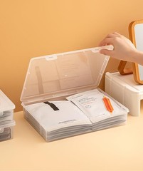 Plastic Storage Containers 12.8″L x 9.1″W x 2″H for A4 Letter File – Stackable