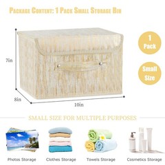 Small Decorative Storage Boxes Lid Luxury Metallic Fabric Bins Foldable Gold