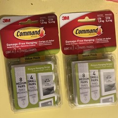 3M Command Picture Hanging 4 Small & 8 Medium Strips sets New 17203-ES 2 Packs