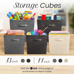 Black Fabric Storage Cubes 8 Pack – 11×11 Collapsible Organizer Bins