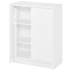 32 In. H X 24 In. W X 12 In. D White Wood Look 2-Door Stackable Storage Organize