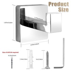 Towel Hooks for Bathrooms Robe Hook Coat Hook 4 Pack Polished Chrome Stainles…