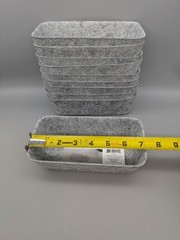 Set of 10 Small Felt Bin Organizers 7 x 3.5 in x H 2in Light Heather Gray