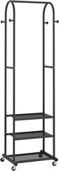 Heavy Duty Clothing Rack with Wheels,Modern Garment Rack with 3 Metal Shelves