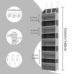 5 Tier Over Door Hanging Organizer with Clear Pockets – Heavy Duty Storage Bag