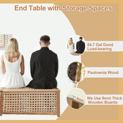 Solid Wood Entryway Bench with Storage, Large Storage Chest with Removable Bag,
