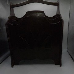 Vintage Dark Walnut Magazine Rack 12”x16”x10”
