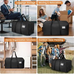 2 Pack Extra Heavy Duty Large Moving Bags, Clothes Storage Totes with 2 Wheels