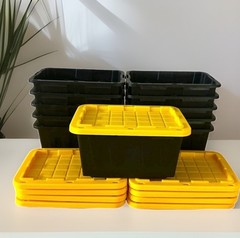 NEW 10PK- 6.5qt Storage Bin Container Tote Mini Yellow Lid TikTok Home Depot HDX