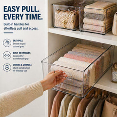 6 Pack Clear Organizer Bins 11X8X6In Pantry Organizers and Storage | Clear Conta