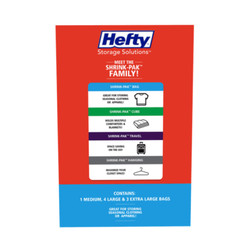 Hefty Shrink-Pak 1 Medium, 4 Large, 3 Extra-Large Vacuum Compression Storage Bag