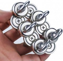 10 Pack Heavy Duty Magnets, Silver Strong Magnetic Hooks with Countersunk Hole E
