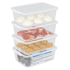 4 Packs 14 Quart Clear Latching Box, Plastic Storage Bin with Lid