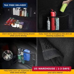 PIFOOG 4Pcs Universal Car Storage Net Pockets Stretchable Automotive Mesh Pouch