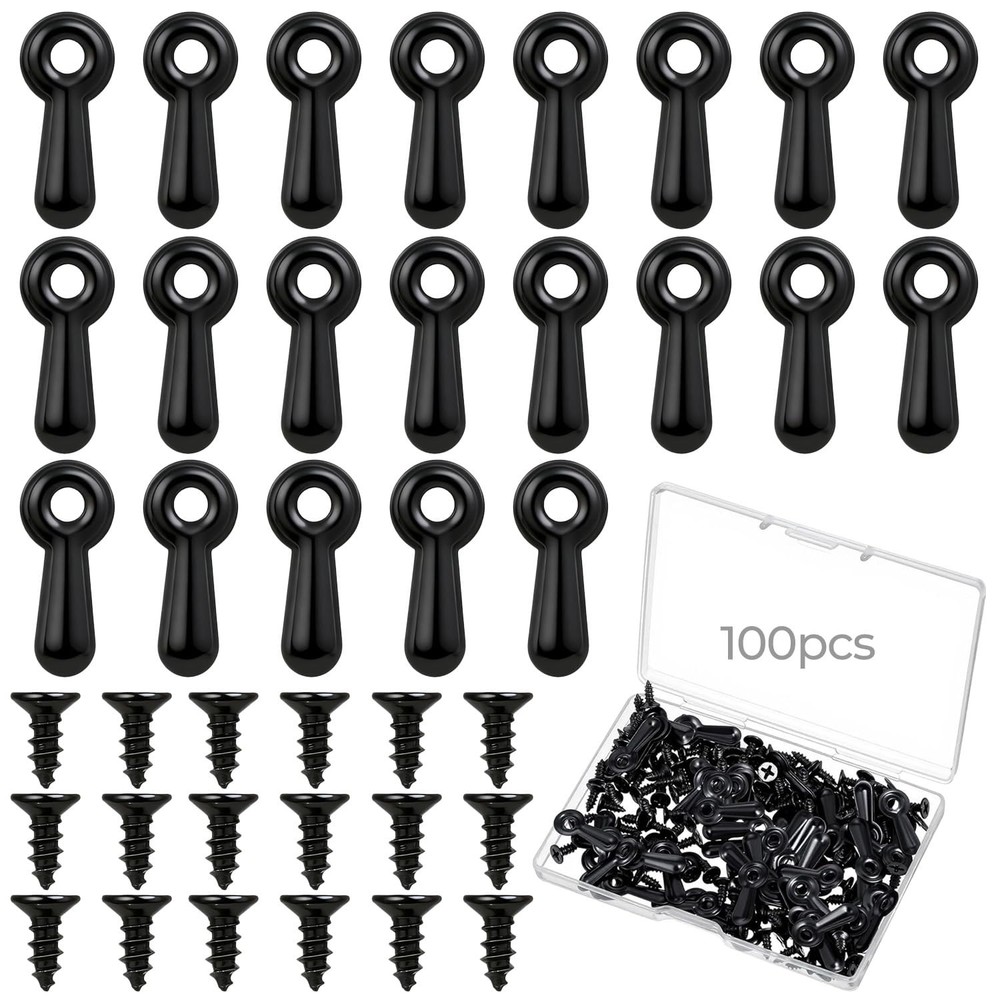 Picture Frame Backing Clips,100PCS Black Turn Button Fasteners with 100Pcs Sc…