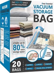 20 Packs Vacuum Storage Bags Space Saver Bags (4 Jumbo/4 Large/4 Medium/4 Smal