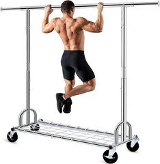 Clothing Garment Rack with Wheels Rolling Heavy Duty 525LBS Capacity Collapsible