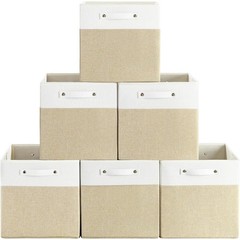 Foldable Storage Bins Linen Fabric Boxes W/ Handles Home Office Organization New