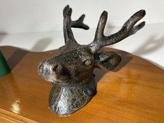 VTG Folk Art Shotgun Shells Deer Head Antlers Wall Mount Coat Jacket Wood Rack
