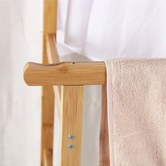 XXL Heavy Duty Bamboo Clothes Rail Garment Stand Hanging Rack with Rolling Wheel