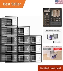 X-Large Shoe Storage Boxes Organizers Clear Plastic Stackable 12 Pack, Shoe R…