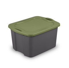 Sterilite 17.5 Gallon EZ Carry Storage Tote with Handles, Gray/Green, 6 Pack