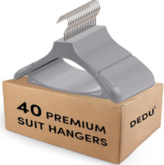 Plastic Extra Wide Shoulder Suit Hangers for Men 15 Pack Width 17.7″, Grey Sweat