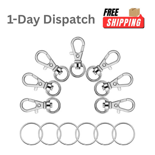 20Pcs Swivel Snap Hook Set Stainless Steel with Split Key Rings for DIY