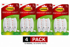 Command Medium Wire Hooks Damage-Free Hanging, Lot of 4 Packs 12 Total